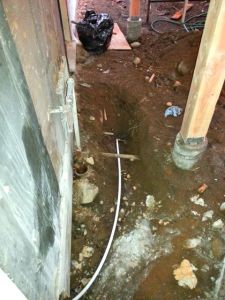 New Water Line into House (the white line is new)